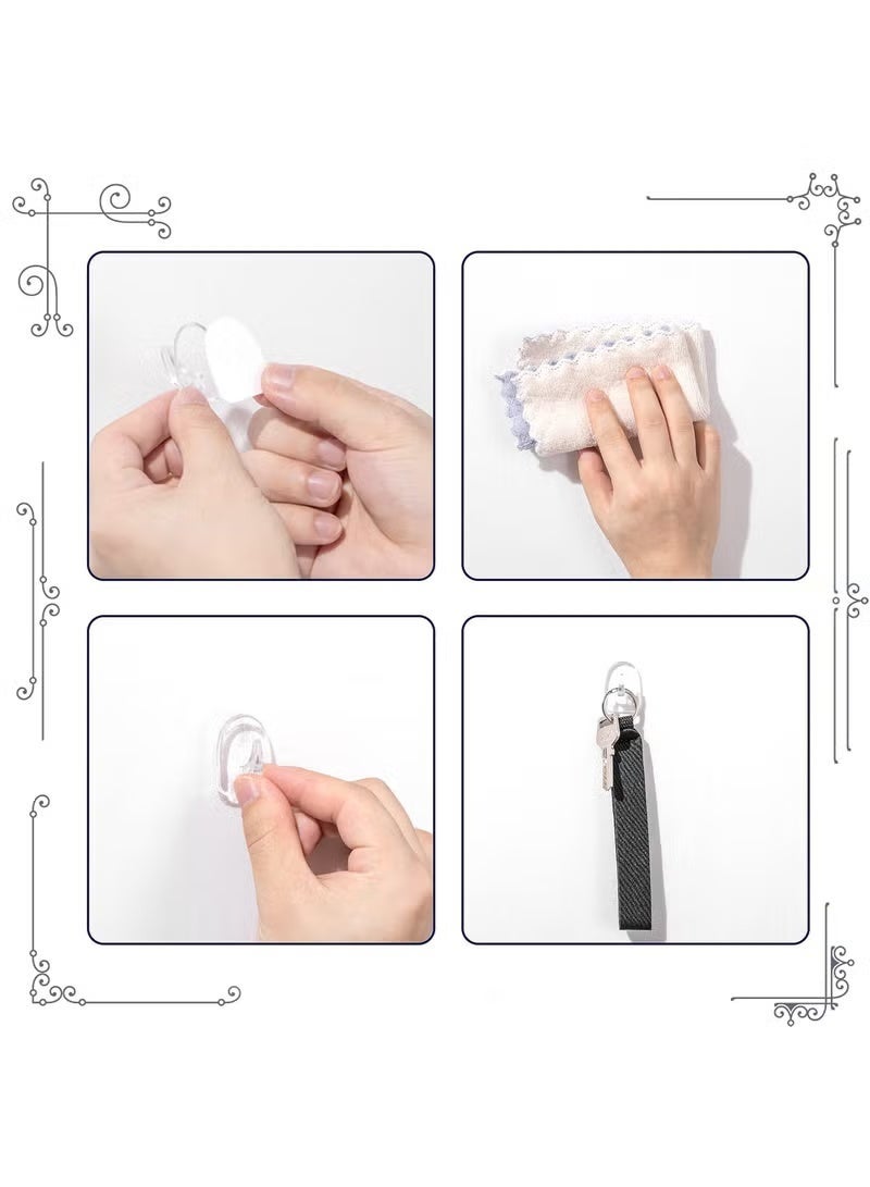 Anmi 40 Pieces Clear Adhesive Wall Hooks for Hanging, Transparent Hooks Small Acrylic Sticky Hangers with Non Marking Sticker for Kitchen Bathroom Bedroom Office (Clear) - Image 3